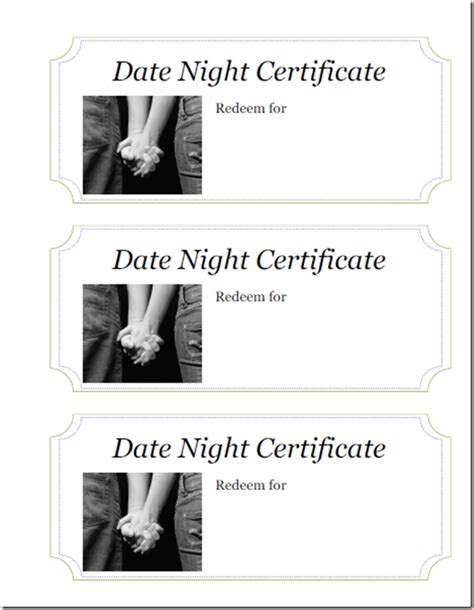 Date Night Gift Certificate Templates