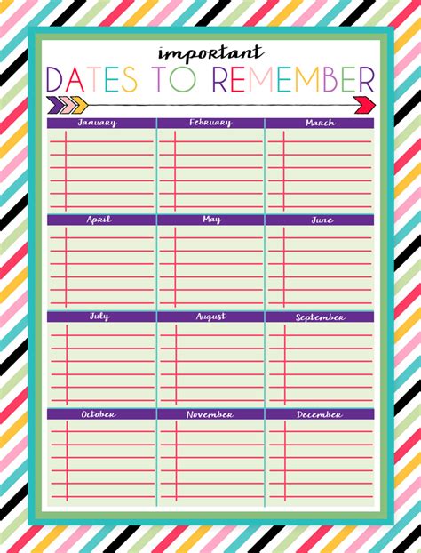 Dates To Remember Calendar