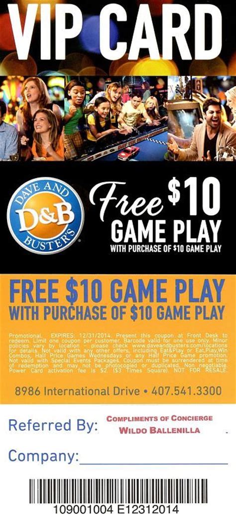 Dave And Busters Coupons Printable