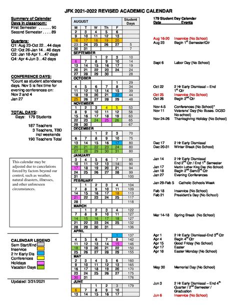 Davenport Academic Calendar