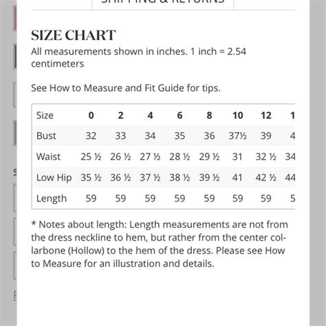 David's Bridal Sizing Chart