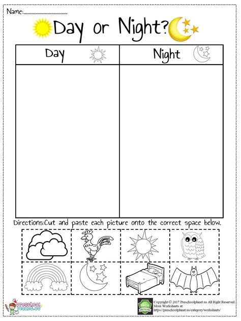 Day And Night Worksheets
