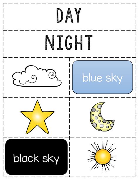 Day And Night Worksheet For Kindergarten