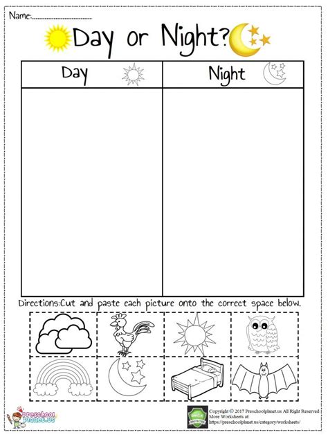 Day And Night Worksheets