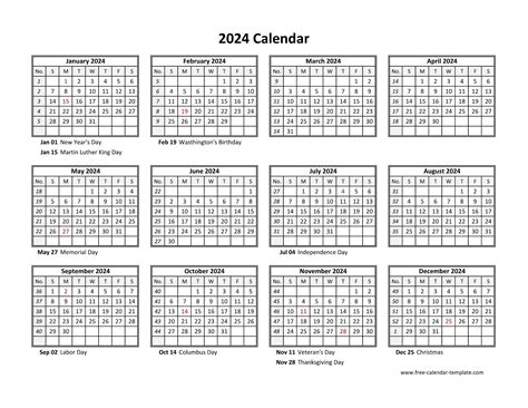 Day Calendar Template For 2024