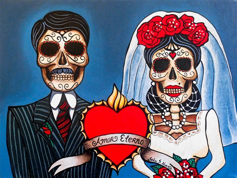 American Traditional Day of the Dead Couple Tattoo by Sara
