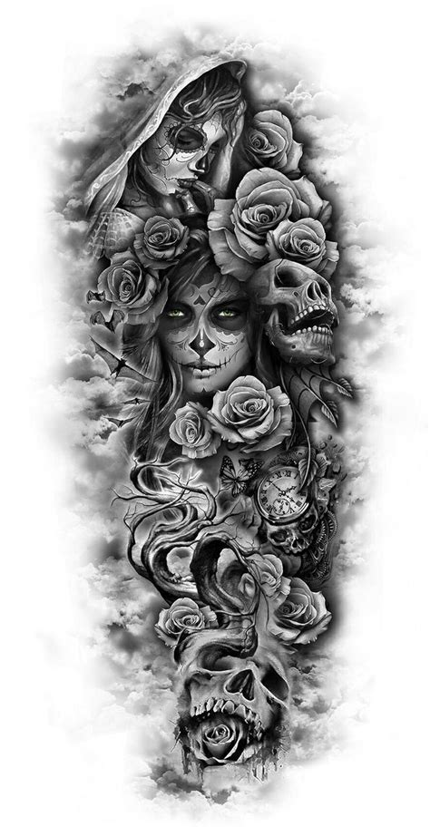 40+ EyeCatching Day of the Dead Tattoos Faces, Skulls
