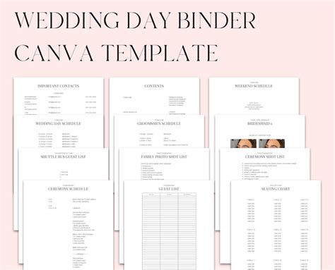 Day Of Wedding Binder Template