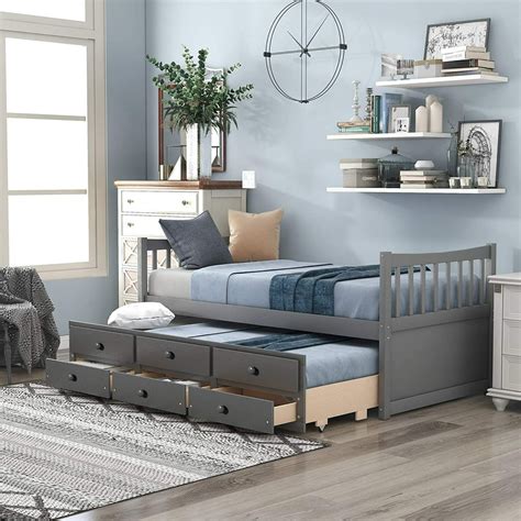 ModernLuxe Captain's Bed Twin Daybed with Trundle Bed and Storage Drawers