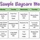 Daycare Meal Plan Template