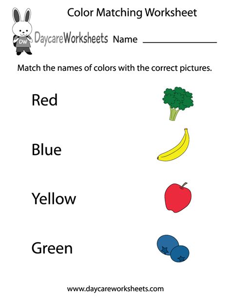 Daycare Colors Worksheet For Nursery