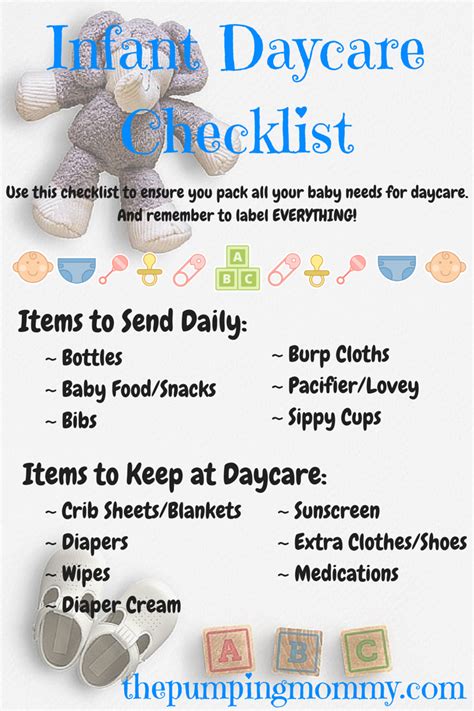 Daycare Supply List Template