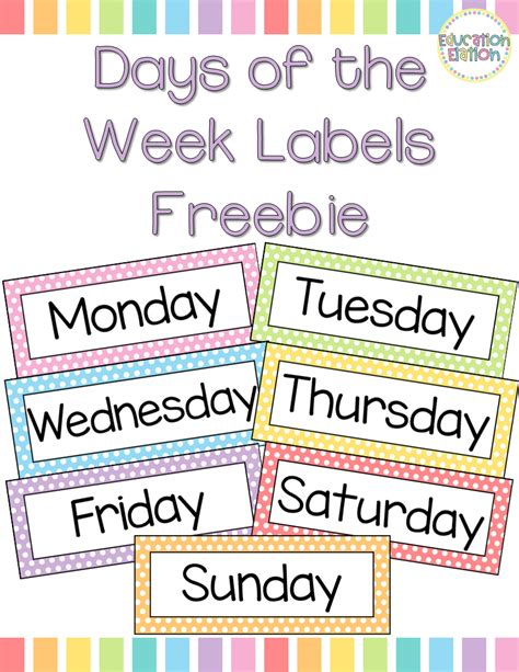 Days Of The Week Printables Pdf