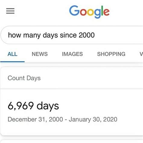 Days Since di Google Search