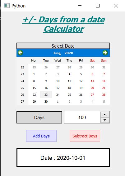 Days From A Date Calculator