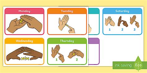 Days Of The Week In Sign Language Printable