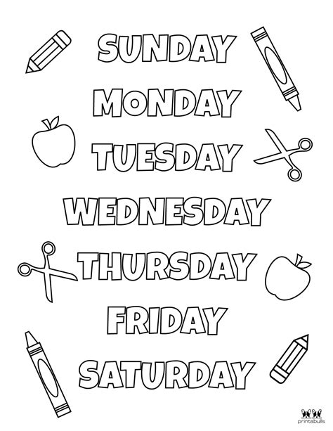 Days Of The Week Printable Worksheets