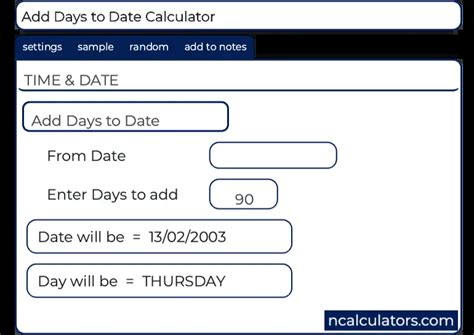 Days to Date Calculator