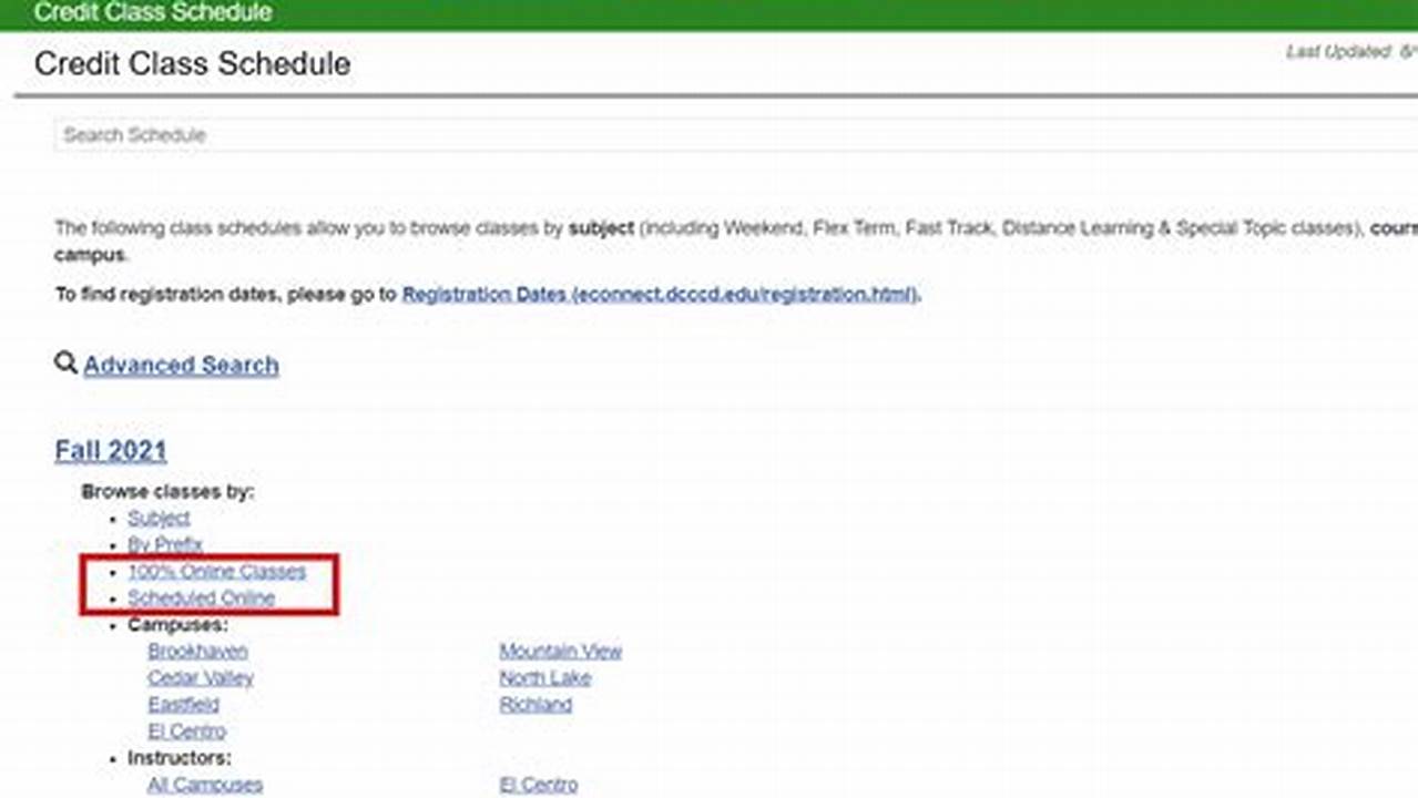Dcccd Class Schedule 2024