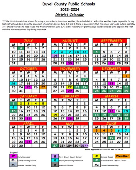 [DCPS] Duval County School Calendar with Holidays 20232024
