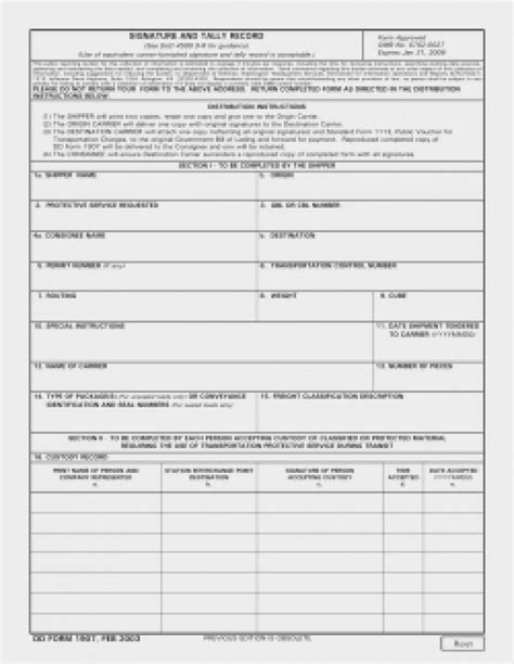 Dd Form 2501 Courier Authorization Card Template Sample Professional