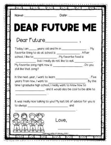Dear Future Me Letter Template