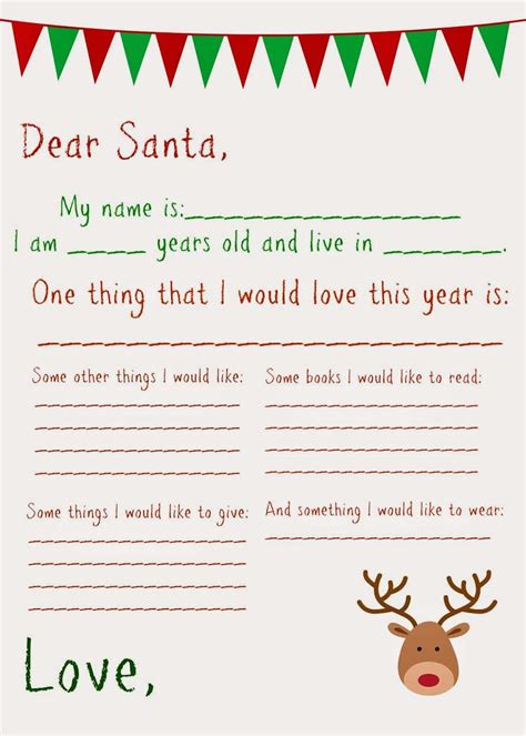 Dear Santa Fill In Letter Template