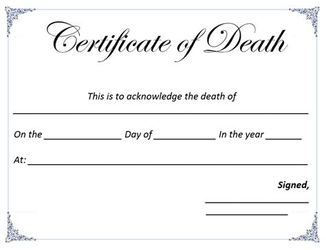 Death Certificate Template Word