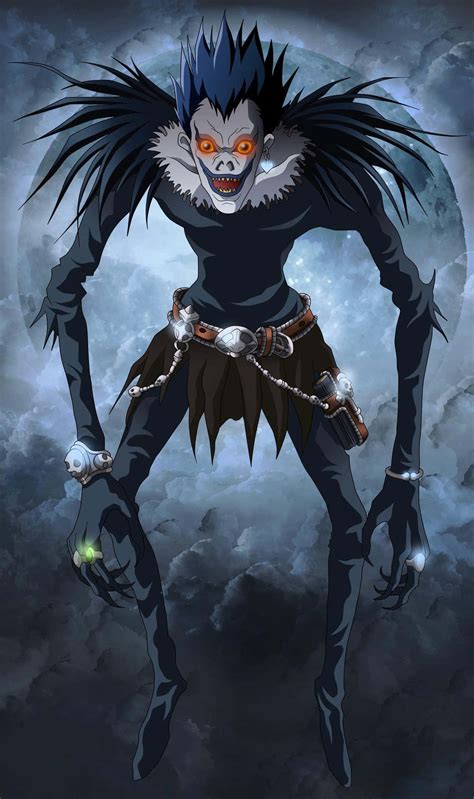 Ryuk, the Shinigami, holding the Death Note.