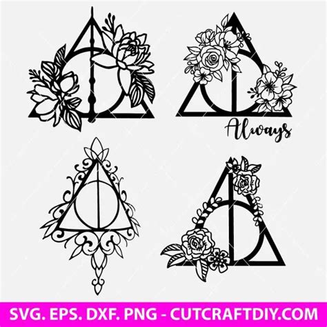 43+ Deathly Hallows Symbol Flower SVG, Symbol Deathly Hallows Harry Potter SVG, Harry Potter SVG, Deathly. Harry Potter Floral Deathly Hallows Flower SVG Png Dxf File