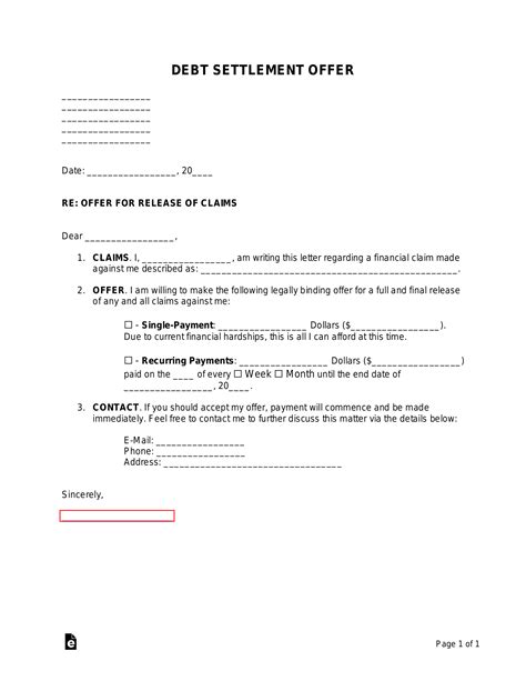 Free Printable Debt Settlement Letter, Debtor Form (GENERIC)