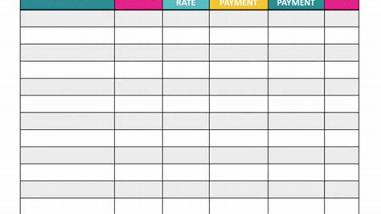 Debt Management, Calender Template