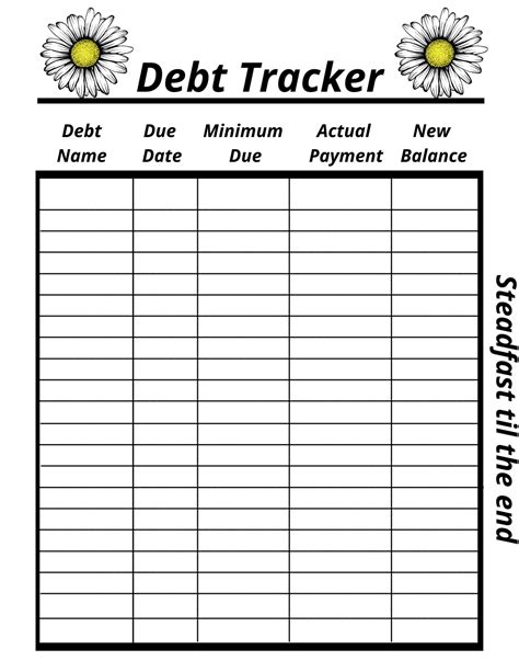 Debt Sheet Printable