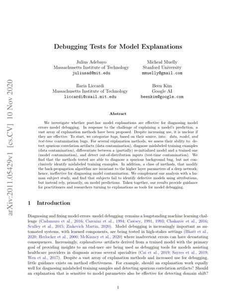 Debugging Tests for Model Explanations