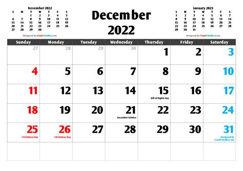 Dec 2022 Calendar Printable