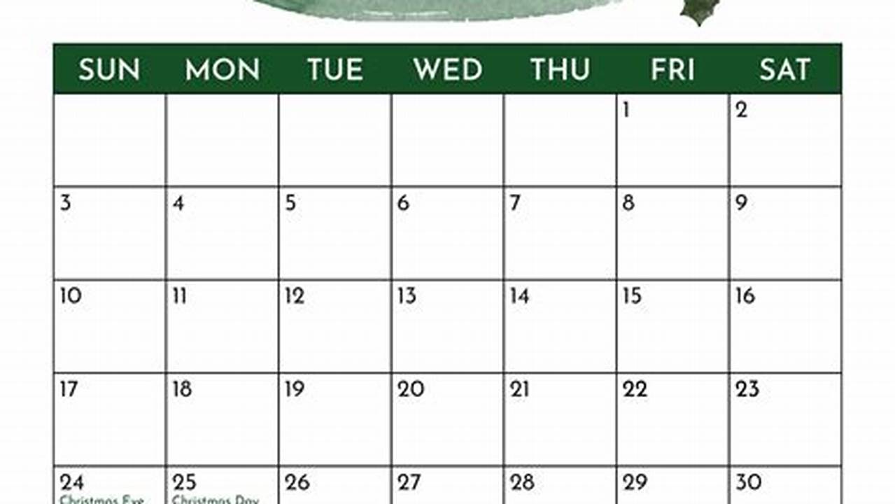 Dec Calendar Template