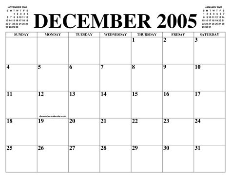 Dec 2005 Calendar