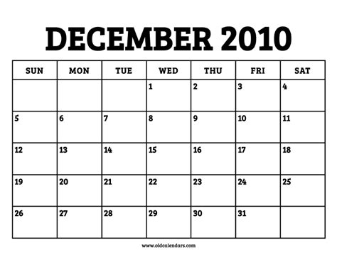 Dec 2010 Calendar