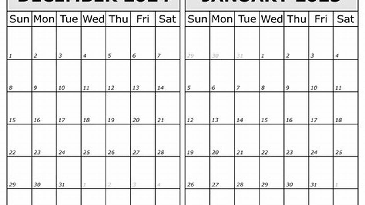 December 2025 January 2025 Calendar Excel Format