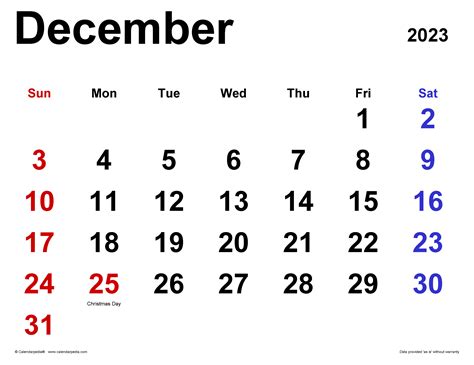 December 3 Calendar
