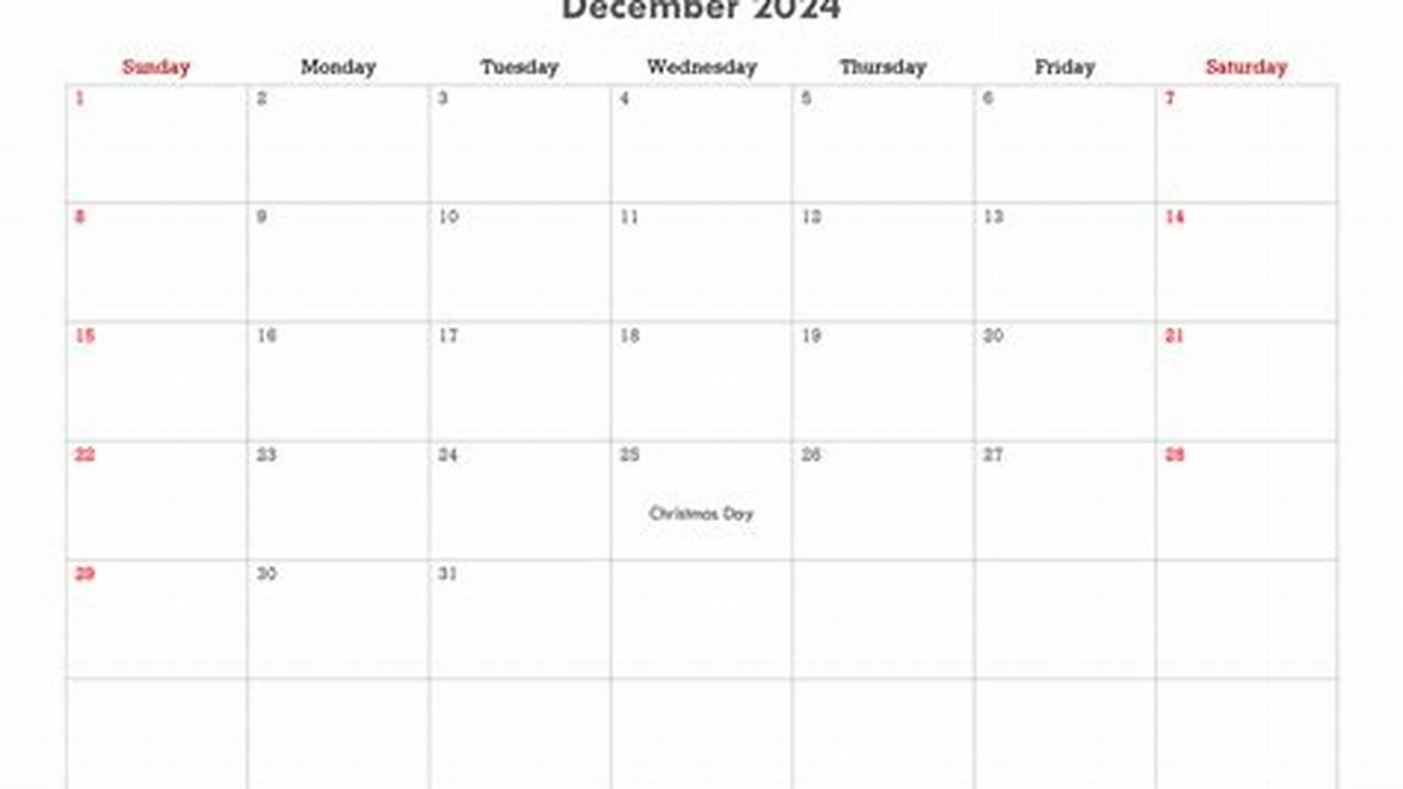 December Calendar 2024 Editable Pdf