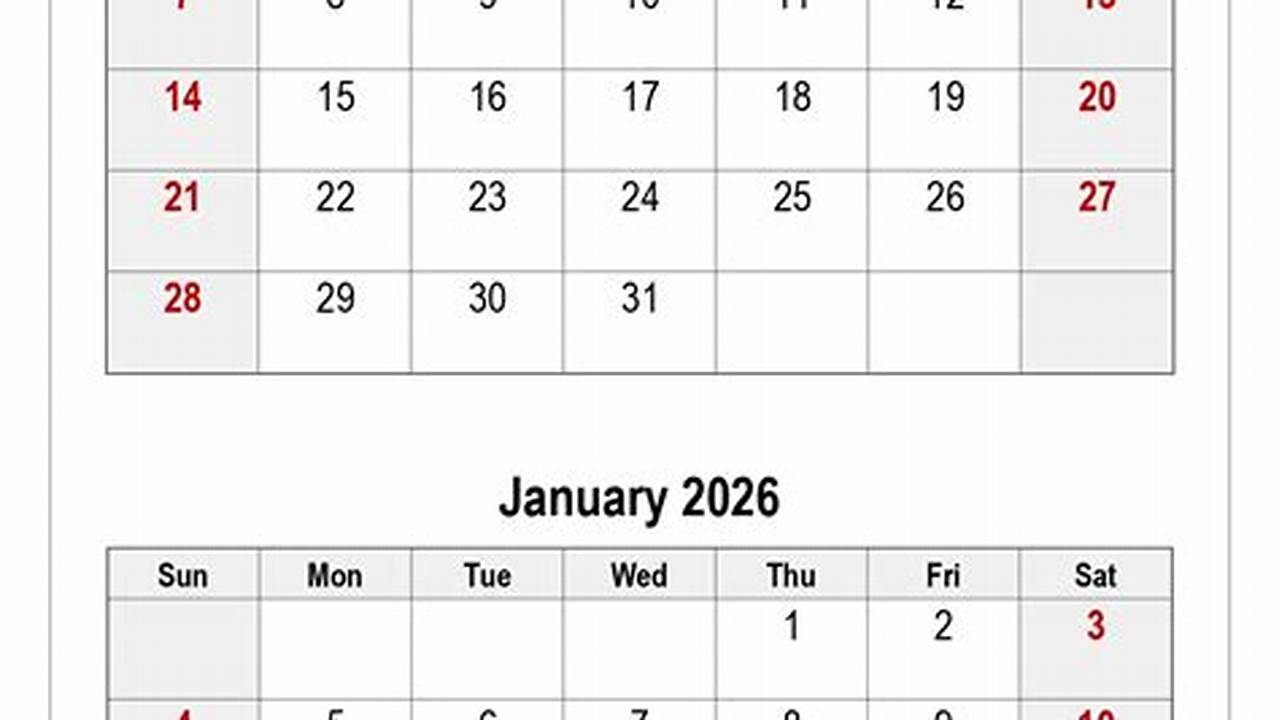 December January 2025 2026 Calendar Calculator Program