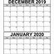 December January Printable Calendar