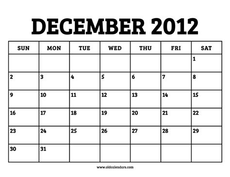 December 14 2012 Calendar