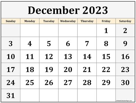 December 2023 Download Calendar