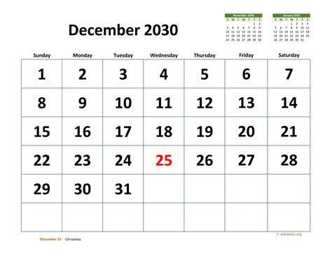 December 2030 Calendar