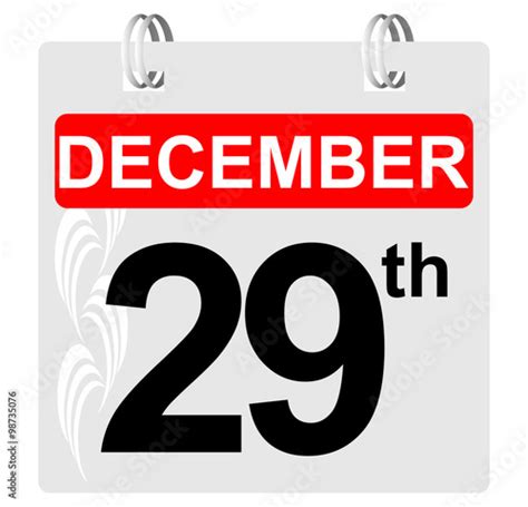 December 29th Calendar