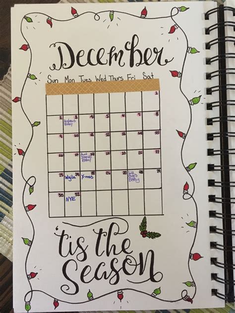 December Bullet Journal Calendar
