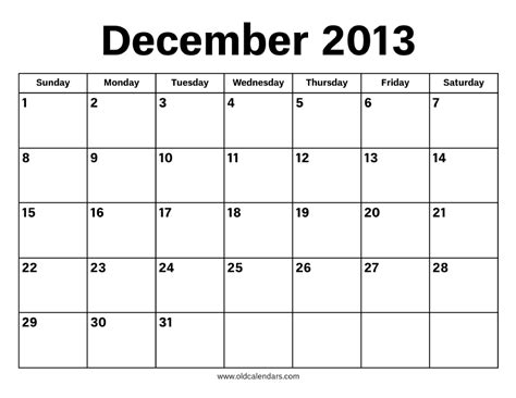 December Calendar 2013