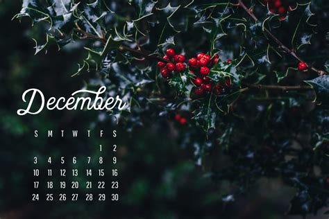 December Calendar Desktop Wallpaper